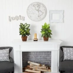 20.5 In. Artificial Tabletop H Green Dieffenbachia With Wood Vase Silk Plant (Set Of 2) 10 20.5 In. Artificial Tabletop H Green Dieffenbachia With Wood Vase Silk Plant (Set Of 2) -AFLORAL ONLINE STORE nearly natural artificial tropical plants 6712 as s2 1f 1000