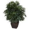 35 In. Artificial H Green Double Bamboo Palm With Decorative Planter Silk Plant -AFLORAL ONLINE STORE nearly natural artificial tropical plants 6718 64 1000