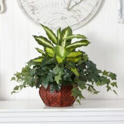 Artificial Dieffenbachia And Ivy With Decorative Planter -AFLORAL ONLINE STORE nearly natural artificial tropical plants 6732 31 1000
