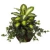 Artificial Dieffenbachia And Ivy With Decorative Planter
