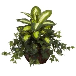 Artificial Dieffenbachia And Ivy With Decorative Planter