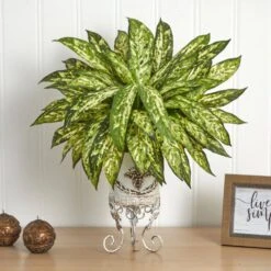 Artificial Aglaonema With Metal Planter 7 Artificial Aglaonema With Metal Planter -AFLORAL ONLINE STORE nearly natural artificial tropical plants 6883 31 1000