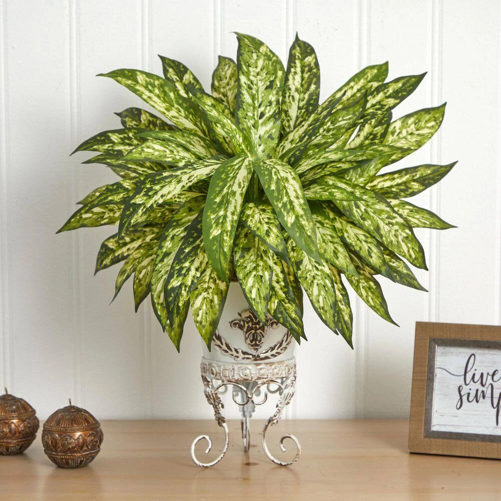 Artificial Aglaonema With Metal Planter 5 Artificial Aglaonema With Metal Planter - Image 3