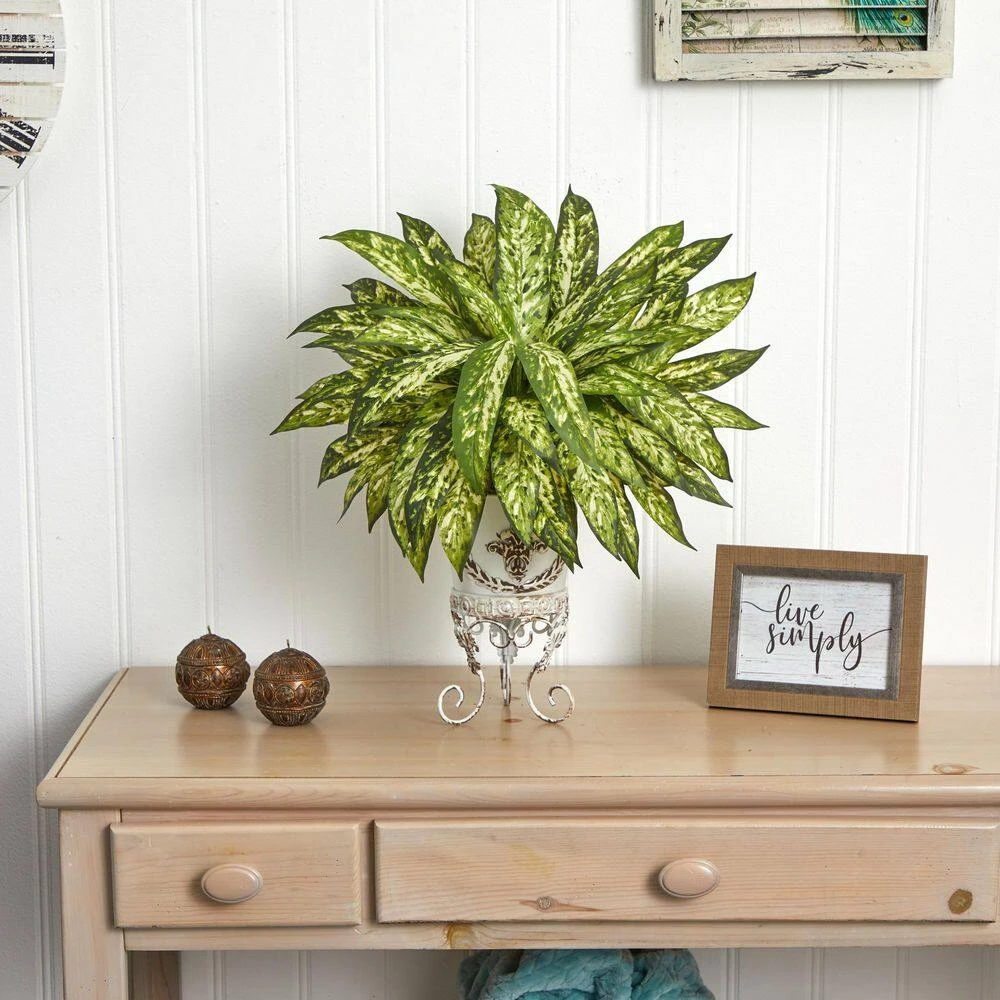 Artificial Aglaonema With Metal Planter 4 Artificial Aglaonema With Metal Planter - Image 2