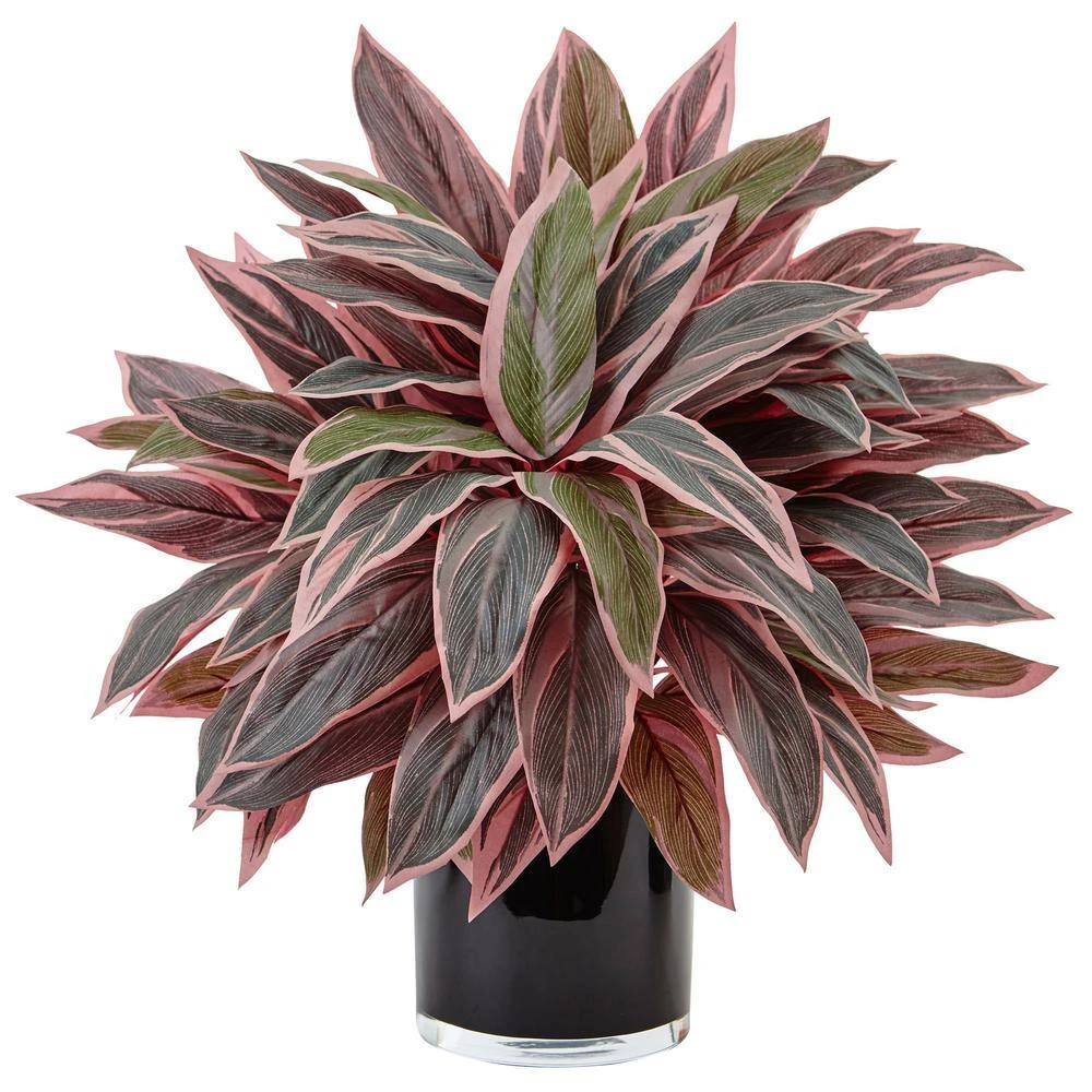 Indoor Caladium Artificial Plant In Black Glossy Planter 3 Indoor Caladium Artificial Plant In Black Glossy Planter