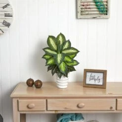 Indoor Dieffenbachia Artificial Plant In Swirl Planter -AFLORAL ONLINE STORE nearly natural artificial tropical plants 6973 31 1000