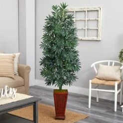 Indoor 5.5 Ft. Bamboo Palm Artificial Plant In Decorative Planter -AFLORAL ONLINE STORE nearly natural artificial tropical plants 8082 31 1000