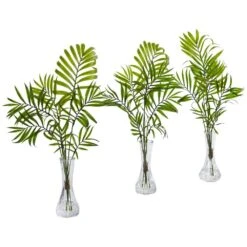 Indoor Mini Palm Artificial Plant In Vase (3-Set)