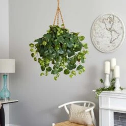 Artificial Pothos Hanging Basket Silk Plant -AFLORAL ONLINE STORE nearly natural artificial vines 6517 31 1000