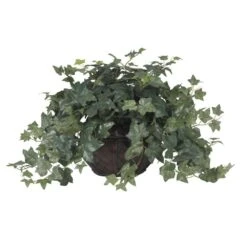 18 In. Artificial H Green Puff Ivy With Vase Silk Plant