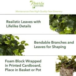Indoor 15 In. H Artificial Green Pothos Ledge Plant (Set On Foam) Silk Plant -AFLORAL ONLINE STORE nearly natural artificial vines 6708 c3 1000