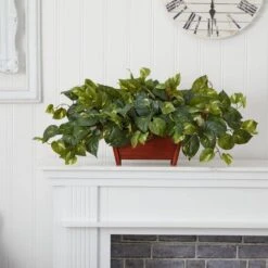 Artificial Pothos With Rectangle Decorative Planter -AFLORAL ONLINE STORE nearly natural artificial vines 6793 31 1000