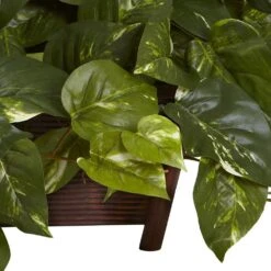 Artificial Pothos With Rectangle Decorative Planter -AFLORAL ONLINE STORE nearly natural artificial vines 6793 4f 1000