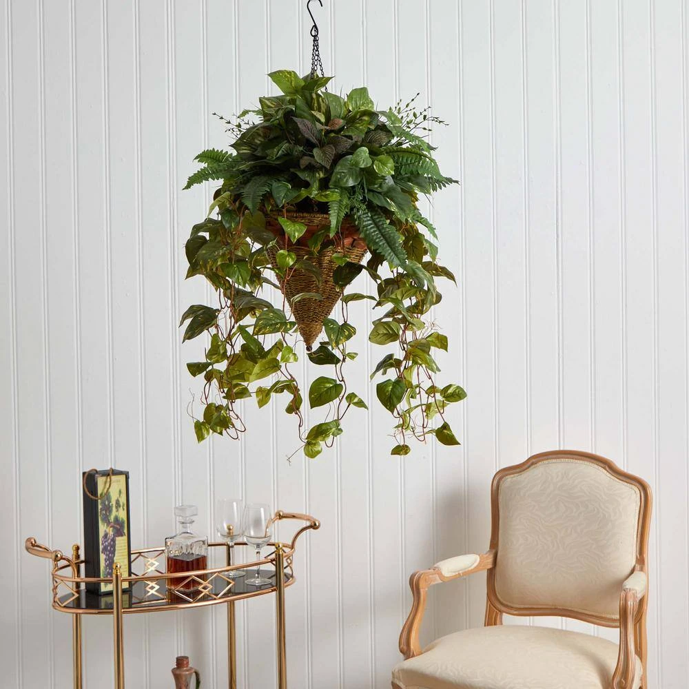 36 In. Artificial Vining Mixed Greens With Cone Hanging Basket 9 36 In. Artificial Vining Mixed Greens With Cone Hanging Basket - Image 7
