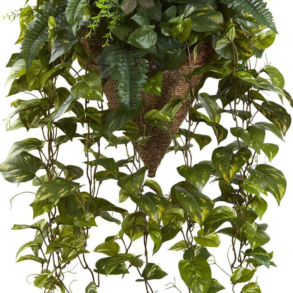 36 In. Artificial Vining Mixed Greens With Cone Hanging Basket 5 36 In. Artificial Vining Mixed Greens With Cone Hanging Basket - Image 3