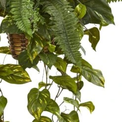 Indoor Mixed Pothos And Boston Artificial Fern In Hanging Basket -AFLORAL ONLINE STORE nearly natural artificial vines 6986 4f 1000
