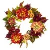 Dahlia And Mum 22 In. Artificial Wreath -AFLORAL ONLINE STORE nearly natural decorative wreaths 4131 64 1000