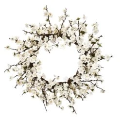 24 In. Artificial Plum Blossom Wreath