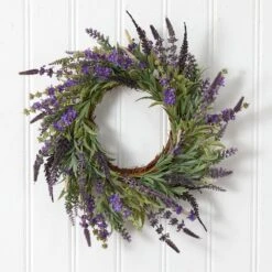 18 In. Artificial Lavender Wreath 7 18 In. Artificial Lavender Wreath -AFLORAL ONLINE STORE nearly natural decorative wreaths 4215 31 1000