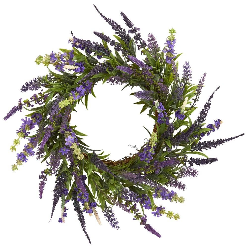 18 In. Artificial Lavender Wreath 3 18 In. Artificial Lavender Wreath