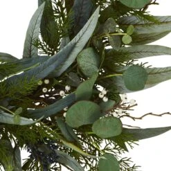 24 In. Indoor Eucalyptus And Mixed Greens Artificial Wreath -AFLORAL ONLINE STORE nearly natural decorative wreaths 4272 4f 1000