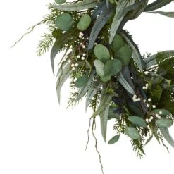 24 In. Indoor Eucalyptus And Mixed Greens Artificial Wreath -AFLORAL ONLINE STORE nearly natural decorative wreaths 4272 c3 1000