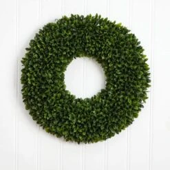 24 In. Indoor Boxwood Artificial Wreath -AFLORAL ONLINE STORE nearly natural decorative wreaths 4350 c3 1000