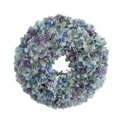 16 In. Blue Hydrangea Artificial Wreath
