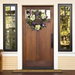 24 In. Indoor Artificial Hydrangea Berry Wreath -AFLORAL ONLINE STORE nearly natural decorative wreaths 4531 31 1000