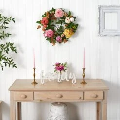 Mixed Peony And Berry 20 In. Artificial Wreath -AFLORAL ONLINE STORE nearly natural decorative wreaths 4537 31 1000