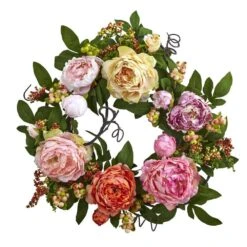 Mixed Peony And Berry 20 In. Artificial Wreath