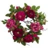 Peony And Berry 20 In. Artificial Wreath -AFLORAL ONLINE STORE nearly natural decorative wreaths 4538 64 1000