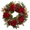 24 In. Artificial Hydrangea Pine Wreath