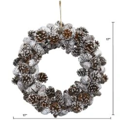 Snowy Artificial Pine Cone Wreath -AFLORAL ONLINE STORE nearly natural decorative wreaths 4553 4f 1000