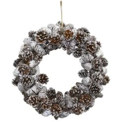 Snowy Artificial Pine Cone Wreath