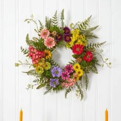 Mixed Flower 22 In. Artificial Wreath 10 Mixed Flower 22 In. Artificial Wreath -AFLORAL ONLINE STORE nearly natural decorative wreaths 4581 1f 1000
