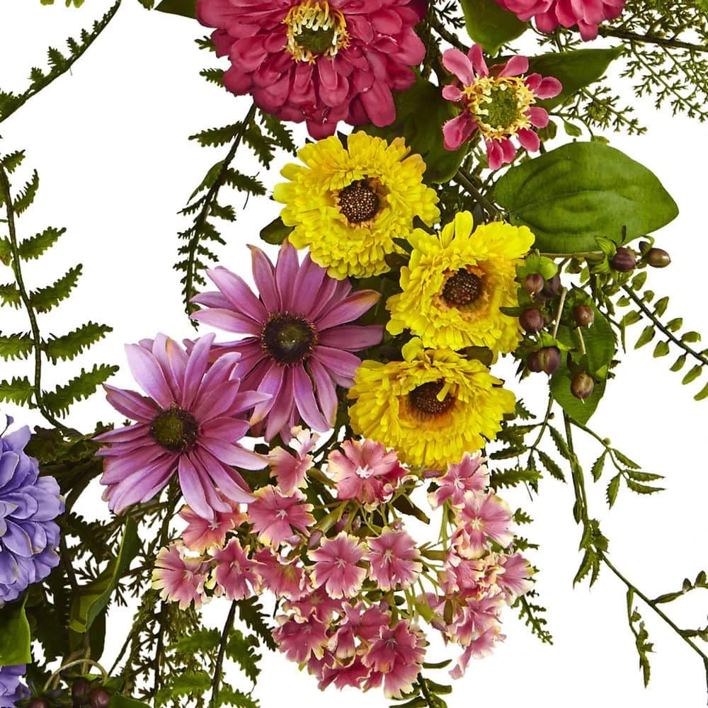 Mixed Flower 22 In. Artificial Wreath 5 Mixed Flower 22 In. Artificial Wreath - Image 3