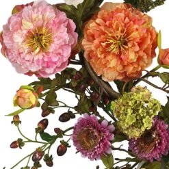 24 In. Artificial Peony Silk Plant Wreath -AFLORAL ONLINE STORE nearly natural decorative wreaths 4664 4f 1000