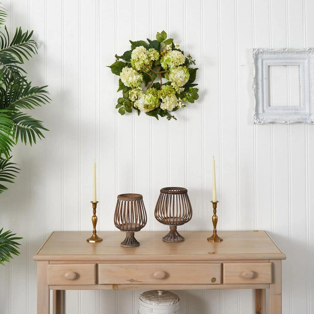 22.0 In. Artificial H Cream And Green Hydrangea Wreath 5 22.0 In. Artificial H Cream And Green Hydrangea Wreath - Image 3