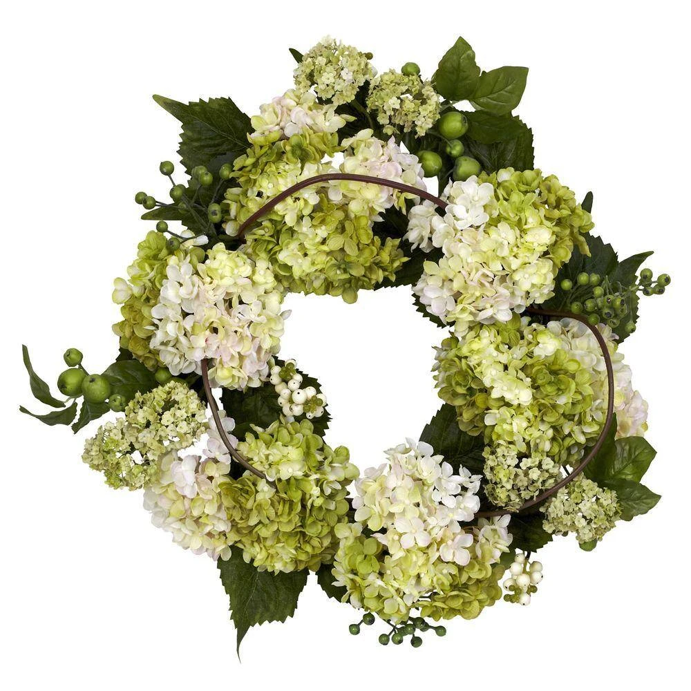 22.0 In. Artificial H Cream And Green Hydrangea Wreath 3 22.0 In. Artificial H Cream And Green Hydrangea Wreath