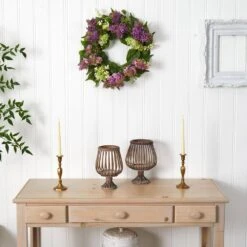 20 In. Artificial Hanel Lilac Wreath -AFLORAL ONLINE STORE nearly natural decorative wreaths 4786 31 1000