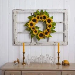 22 In. H Artificial Yellow Sunflower Wreath 9 22 In. H Artificial Yellow Sunflower Wreath -AFLORAL ONLINE STORE nearly natural decorative wreaths 4787 31 1000