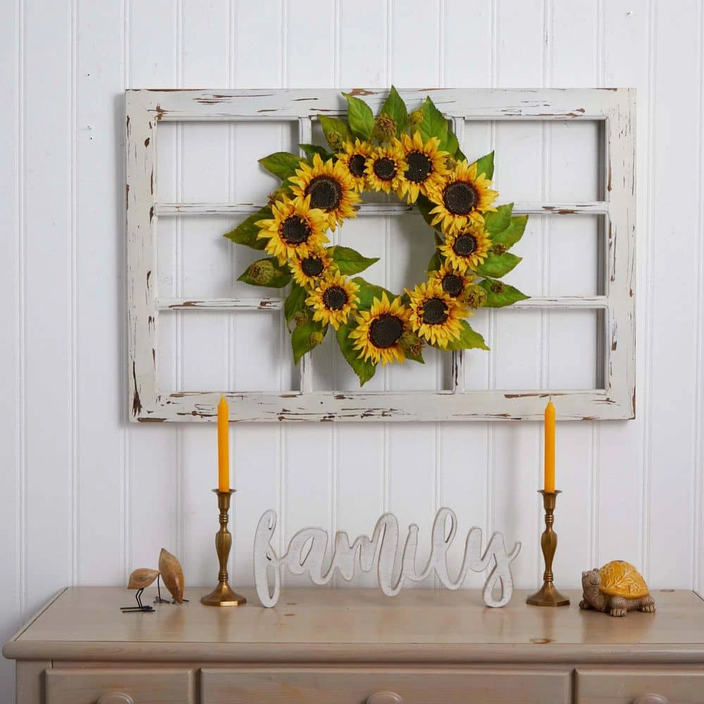 22 In. H Artificial Yellow Sunflower Wreath 6 22 In. H Artificial Yellow Sunflower Wreath - Image 4