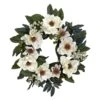 22.0 In. Artificial H White Magnolia Wreath -AFLORAL ONLINE STORE nearly natural decorative wreaths 4793 64 1000