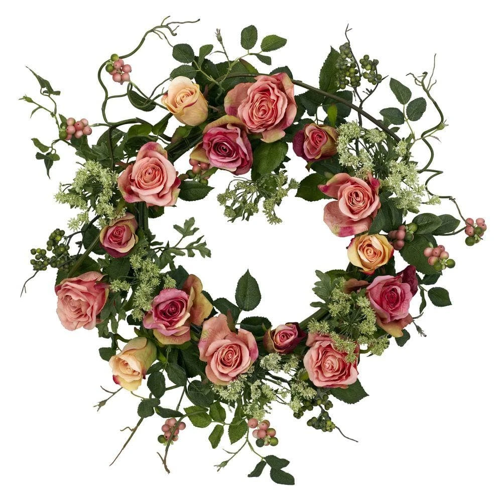 20.0 In. Artificial H Peach Rose Wreath 3 20.0 In. Artificial H Peach Rose Wreath