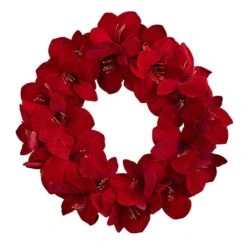 22 In. Amaryllis Artificial Wreath