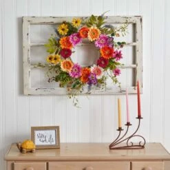 26 In. Artificial African Sunflower Wreath -AFLORAL ONLINE STORE nearly natural decorative wreaths 4936 31 1000