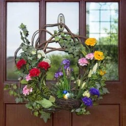 22 In. Artificial Spring Floral Wreath -AFLORAL ONLINE STORE nearly natural decorative wreaths 4988 fa 1000