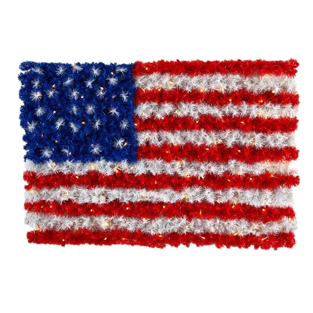 3 Ft. X 2 Ft. Red, White And Blue American Flag Wall Panel With 100 Warm LED Lights (Indoor/Outdoor) 2 3 Ft. X 2 Ft. Red, White And Blue American Flag Wall Panel With 100 Warm LED Lights (Indoor/Outdoor)