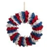 18 In. Artificial Red White And Blue Americana Burlap Wreath
